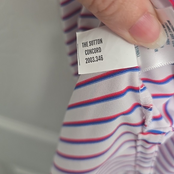 Holderness & Bourne Tailored Fit Size M Heron Logo Red Blue White Striped Polo - Picture 6 of 6